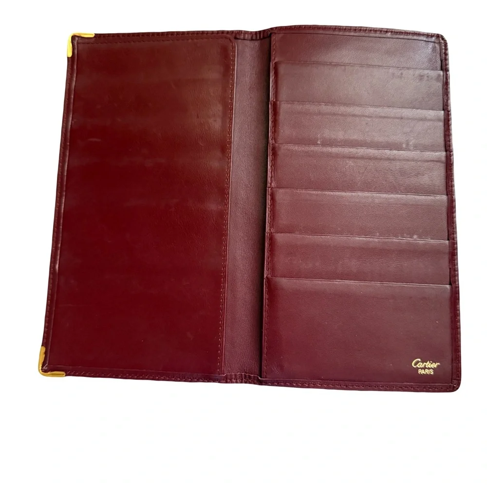 Cartier Red Leather Wallet with Gold Logo